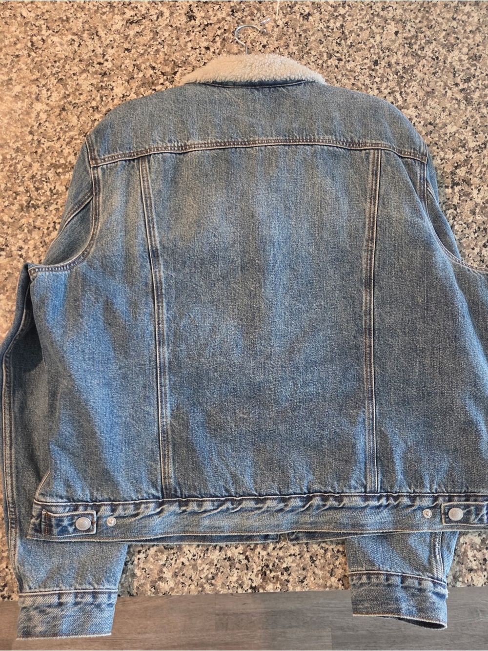 AllSaints Light Blue Denim Sherpa-Lined Jacket - Picture 2 of 2